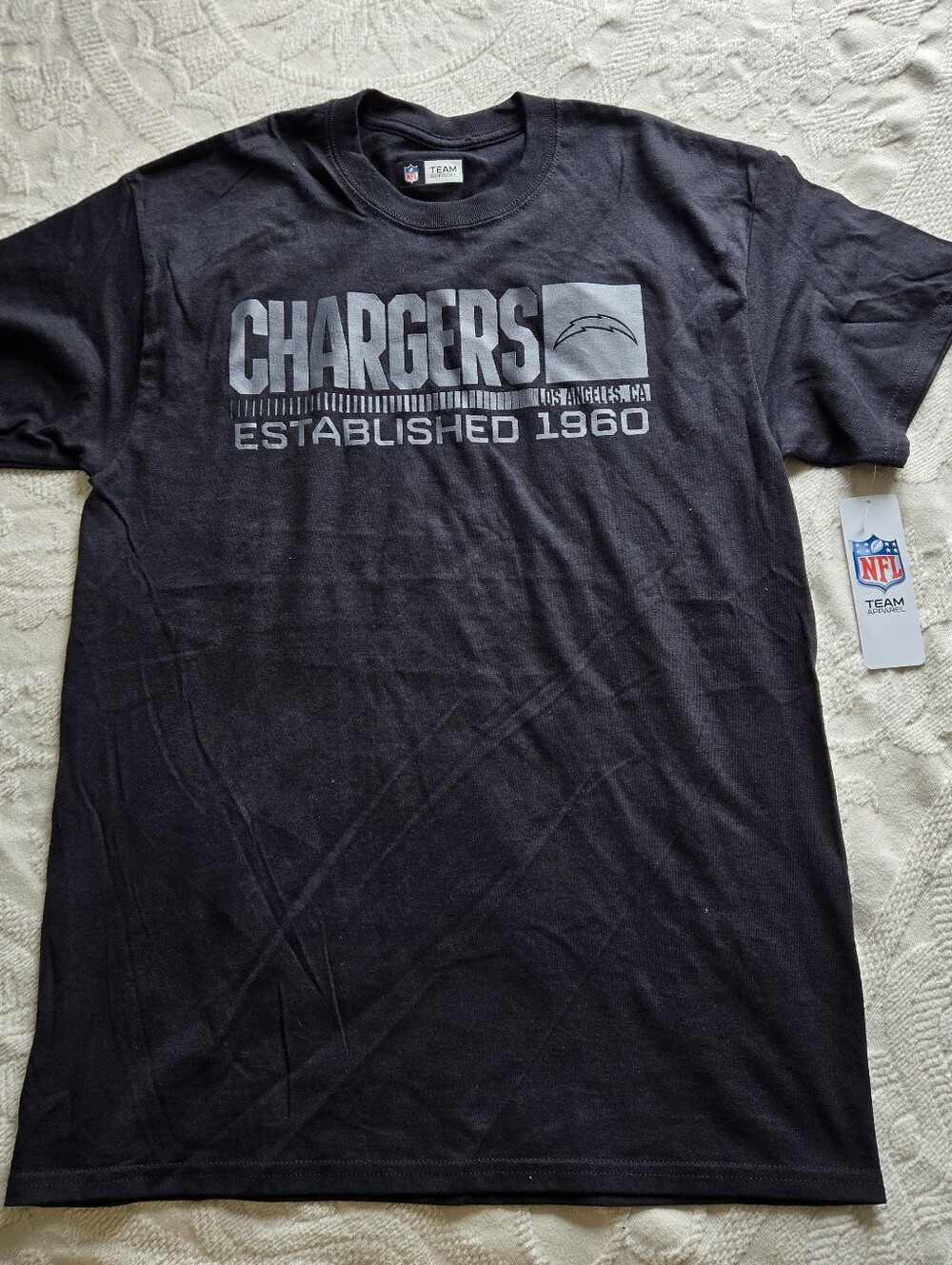 NFL Chargers Black Graphic Tee Men's with Gray Logo